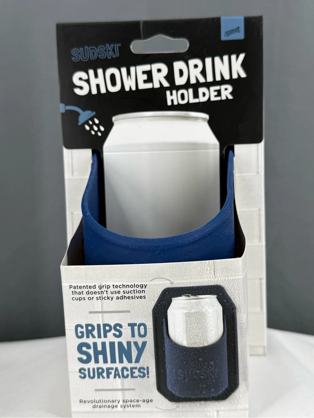 SudsKit Blue Shower Drink Holder - Non-Slip Shower Can Holder